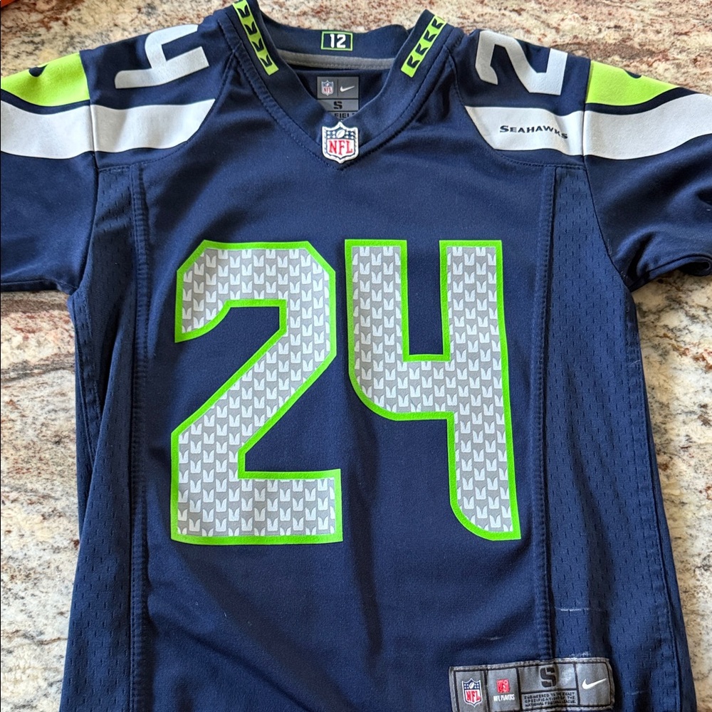 NFL Kids Navy and Green Seahawks Jersey